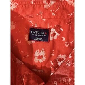 UNTUCKit Coolidge Button Up Shirt Mens XXL Red Floral Print Short Sleeve